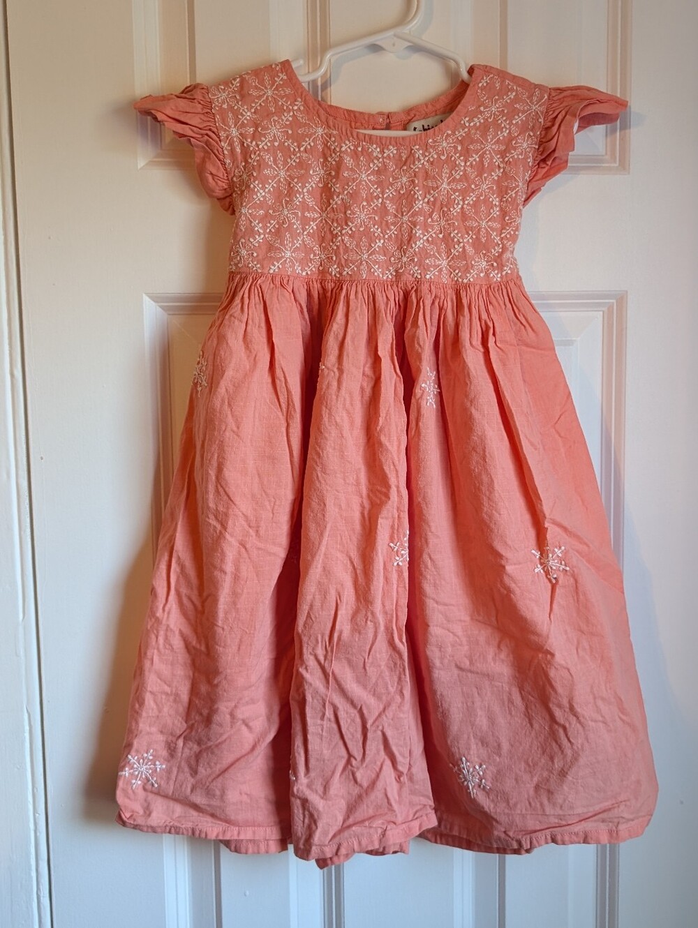 FabIndia Girls Light Coral Embroidered Dress Size 4-6